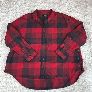Madewell Red and Black Plaid Button Down Shirt